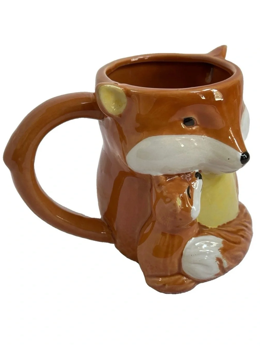 Cracker Barrel 3D Fox Cup Mother & Cub 14oz Coffee Mug Autumn Figural Retired